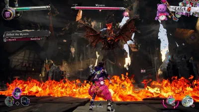 Davy facing the airborne Wyvern boss